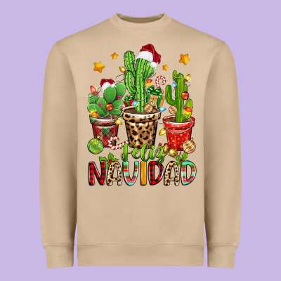 Christmas Cactus Feliz Navidad Heavyweight Sweatshirt Designed By Zillion Design Studio