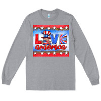 Heather Grey love america gnome Long Sleeve Tee - HRA Design Shop