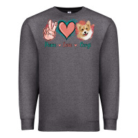 Charcoal Heather Peace Love Corgi Premium Sweatshirt - Jasminsmagicworld