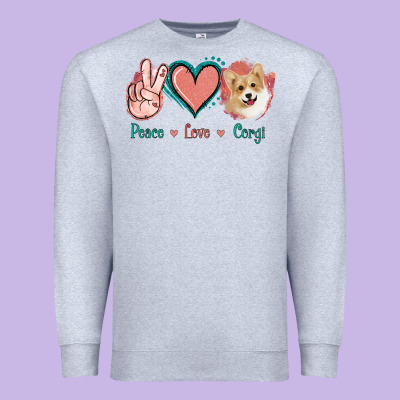 Peace Love Corgi Premium Sweatshirt Designed By Jasminsmagicworld