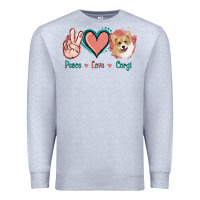 Heather Grey Peace Love Corgi Premium Sweatshirt - Jasminsmagicworld