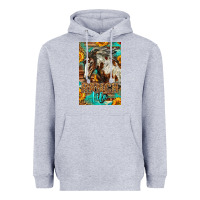 Heather Grey Western Ranch Life Mustang Horse Heavyweight Hoodie - LillyAllenDesigns