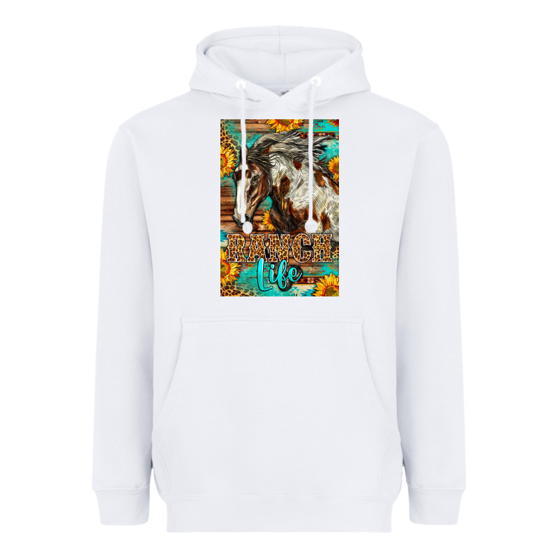 Western Ranch Life Mustang Horse Heavyweight Hoodie by LillyAllenDesigns | Teevron