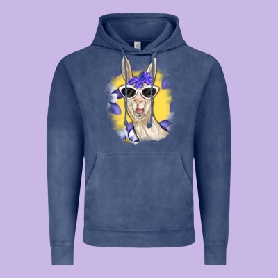 Vintage Hoodie Llama With Sunglasses