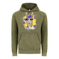 Vintage Olive Llama With Sunglasses Vintage Hoodie - RanaPortraitStore