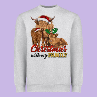 Heavyweight Sweatshirt Cow and Calves Christmas with My Family