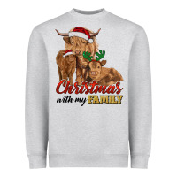 Heather Grey Cow and Calves Christmas with My Family Heavyweight Sweatshirt - RanaPortraitStore