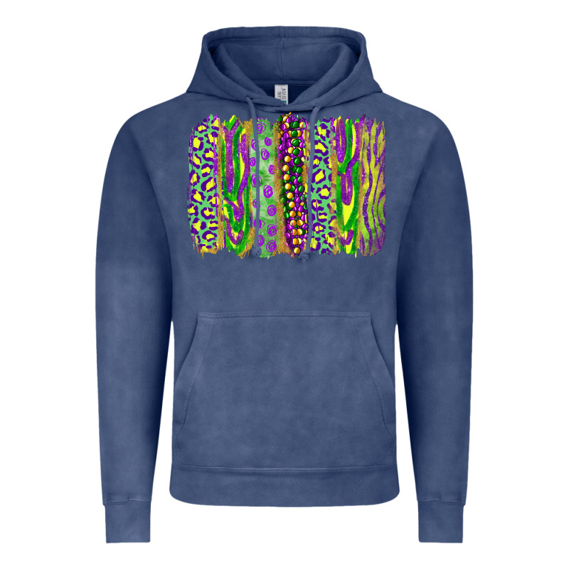 Mardi Gras Leopard Beads Brushstrokes Vintage Hoodie by RanaPortraitStore | Teevron