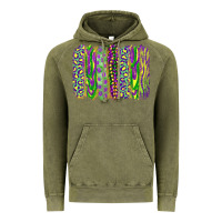 Vintage Olive Mardi Gras Leopard Beads Brushstrokes Vintage Hoodie - RanaPortraitStore