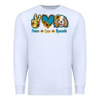 White Peace Love Cocker Spaniel Premium Sweatshirt - Jasminsmagicworld