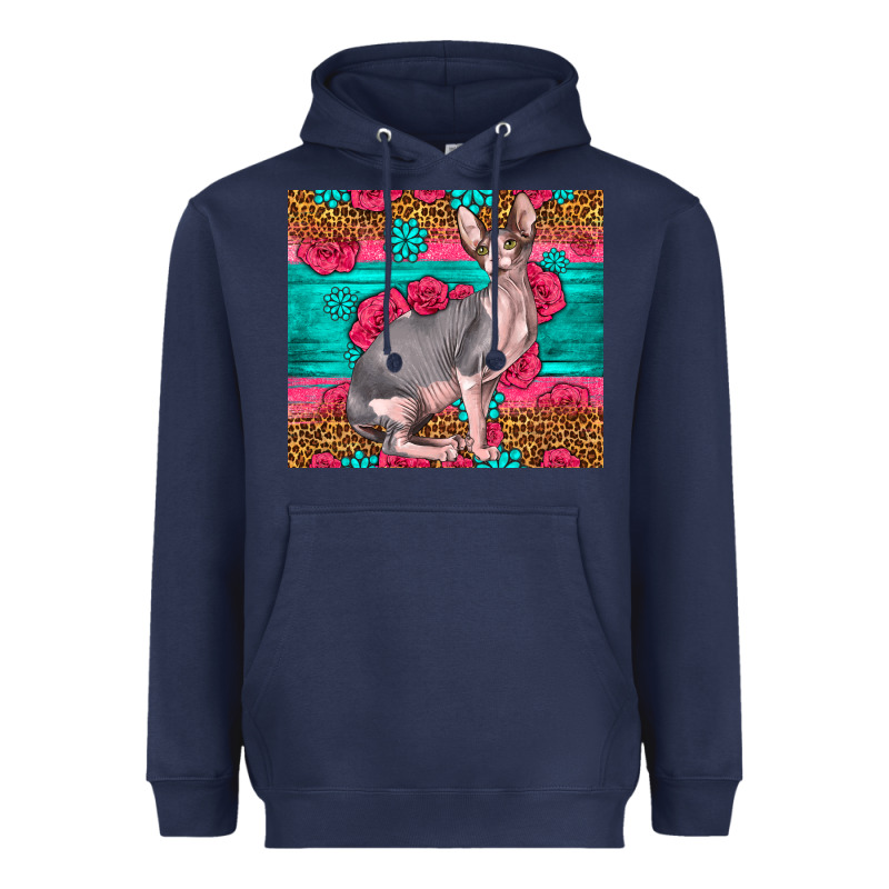 Pink Glitter And Roses Sphynx Cat Heavyweight Hoodie by LillyAllenDesigns | Teevron