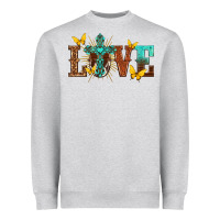 Heather Grey love with cross Heavyweight Sweatshirt - texasbilliewilder