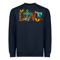Navy love with cross Heavyweight Sweatshirt - texasbilliewilder