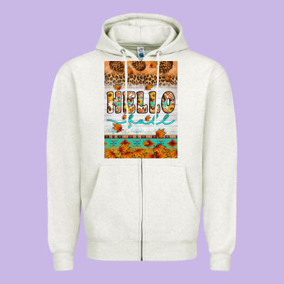 Hello Fall Zipper Hoodie Designed By Artiststas