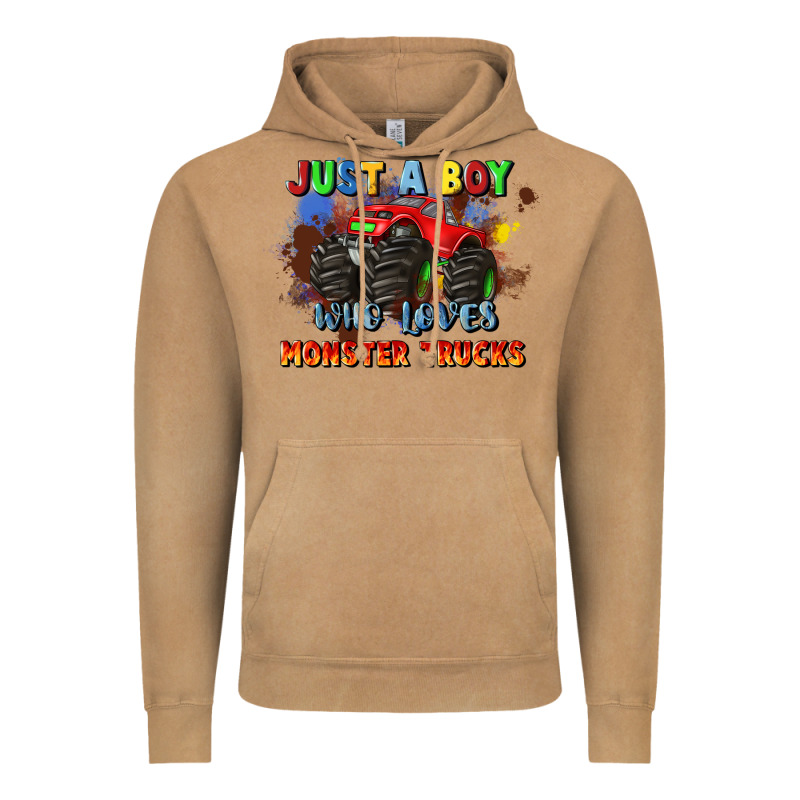 Just A Boy Who Loves Monster Trucks Vintage Hoodie by JahusDesignShop | Teevron