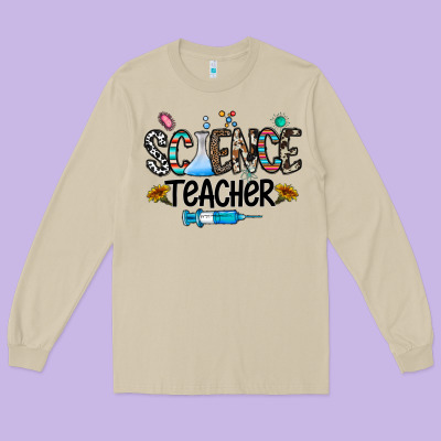 Science Teacher Long Sleeve Tee Designed By Cowhidedigitalart