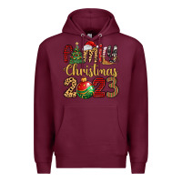 Burgundy family christmas 2023 Premium Hoodie - MaliasSmallBusiness
