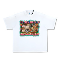 White all you need is love & coffee Urban Heavy Tee - BarkalooDesign