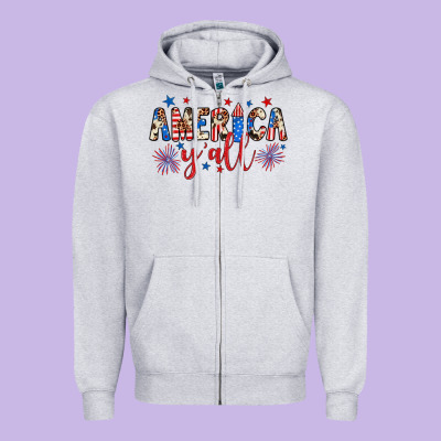 American Y'all Zipper Hoodie Designed By Jahusdesignshop