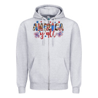 Heather Grey american y'all Zipper Hoodie - JahusDesignShop