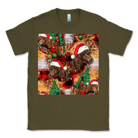 Army Green christmas horse leopard tartan Classic Tee - FaDigitalArtStudio