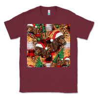 Burgundy christmas horse leopard tartan Classic Tee - FaDigitalArtStudio