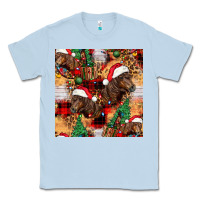 Dusty Blue christmas horse leopard tartan Classic Tee - FaDigitalArtStudio