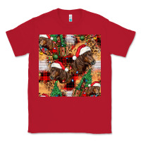 Red christmas horse leopard tartan Classic Tee - FaDigitalArtStudio