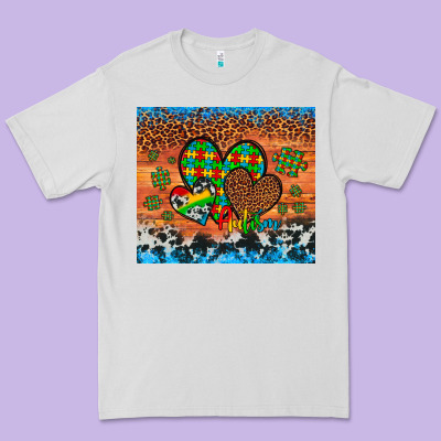 Autism Awareness Hearts Leopard Cowhide Premium Tee Designed By Artiststas