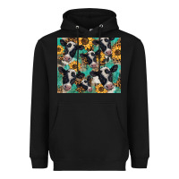 Black western leopard sunflower black and white  cow Heavyweight Hoodie - BarkalooDesign