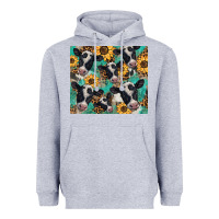 Heather Grey western leopard sunflower black and white  cow Heavyweight Hoodie - BarkalooDesign