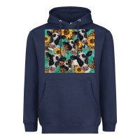 Navy western leopard sunflower black and white  cow Heavyweight Hoodie - BarkalooDesign