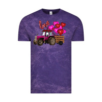 Cloud Purple valentine's day pink tractor with pin heart balloons Vintage Tee - RanaPortraitStore