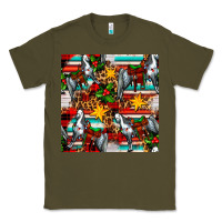 Army Green christmas horse leopard tartan Classic Tee - FaDigitalArtStudio