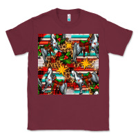 Burgundy christmas horse leopard tartan Classic Tee - FaDigitalArtStudio