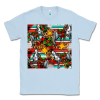 Dusty Blue christmas horse leopard tartan Classic Tee - FaDigitalArtStudio