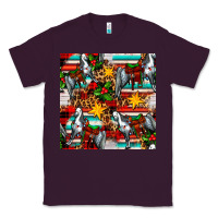 Plum christmas horse leopard tartan Classic Tee - FaDigitalArtStudio