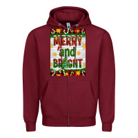 Burgundy Merry And Bright Zipper Hoodie - Artiststas