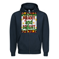Navy Merry And Bright Zipper Hoodie - Artiststas