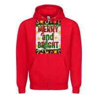 Red Merry And Bright Zipper Hoodie - Artiststas