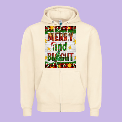 Merry And Bright Zipper Hoodie Designed By Artiststas