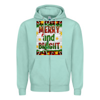Seafoam Merry And Bright Zipper Hoodie - Artiststas