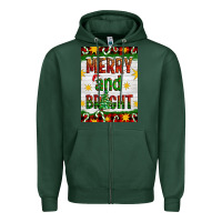 Sports Green Merry And Bright Zipper Hoodie - Artiststas