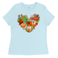 Baby Blue pumpkin and latte with fall Ladies Tee - AdoDesignShop