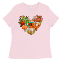 Bubblegum Pink pumpkin and latte with fall Ladies Tee - AdoDesignShop