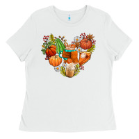 White pumpkin and latte with fall Ladies Tee - AdoDesignShop