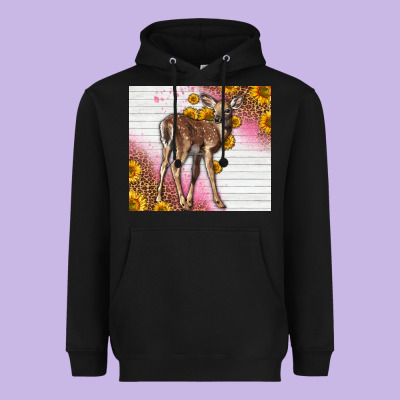 Western Cute Baby Deer Fawn Heavyweight Hoodie Designed By Lillyallendesigns