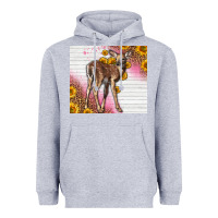 Heather Grey Western Cute Baby Deer Fawn Heavyweight Hoodie - LillyAllenDesigns