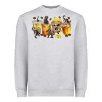 Heather Grey monkey coffee cups Heavyweight Sweatshirt - texasbilliewilder