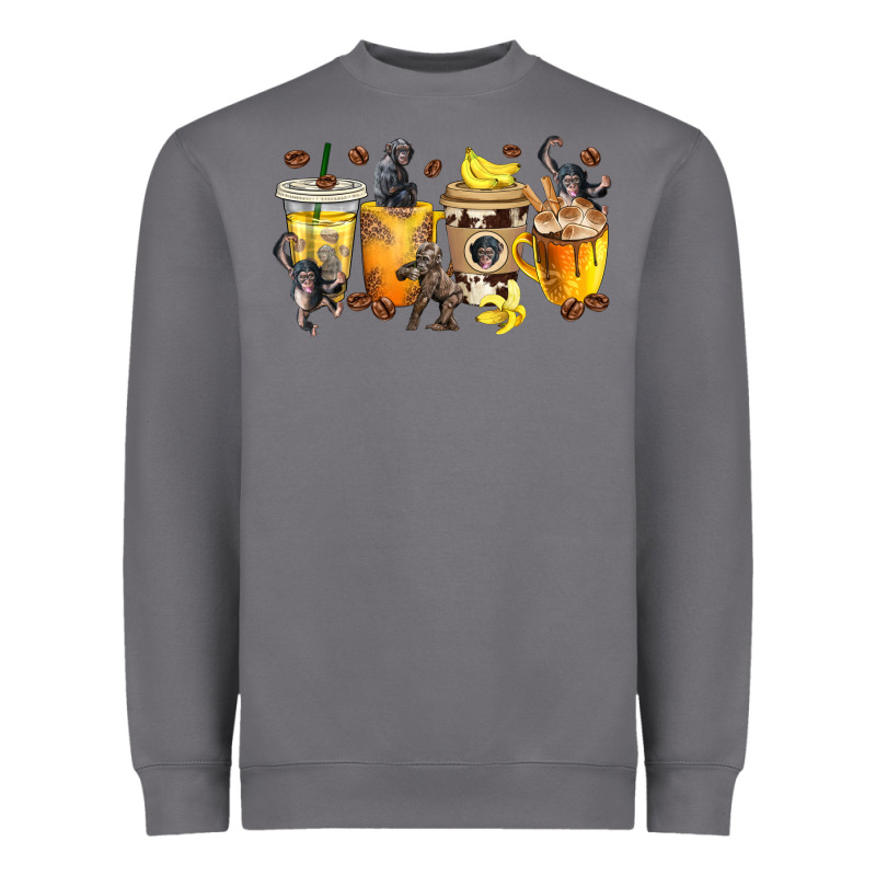 Monkey Coffee Cups Heavyweight Sweatshirt by texasbilliewilder | Teevron